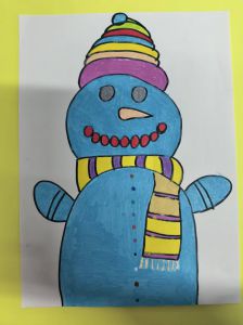 大二班杨舒茵：蓝色小雪人